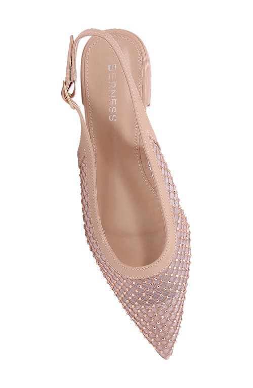 BERNESS BERNESS KENNA RHINESTONE FISHNET SLINGBACK POINTED TOE SKIMMER FLAT