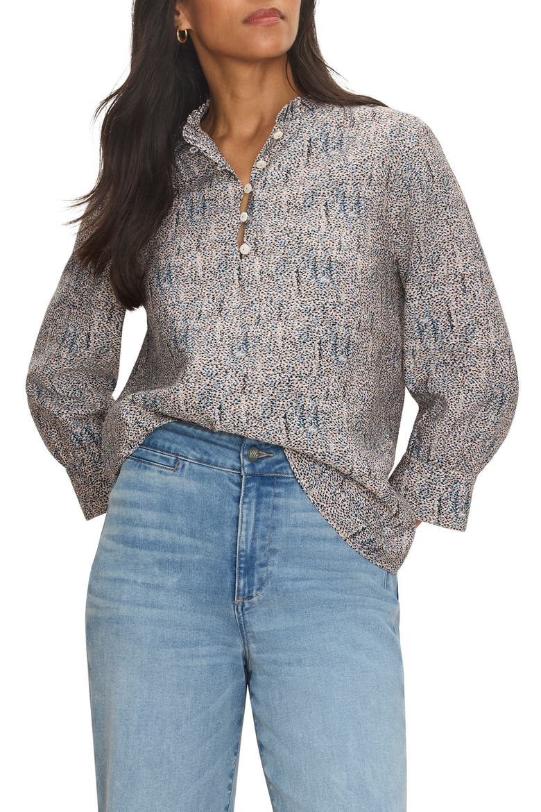Sun Speckle Ruffle Neck Top, Main, color, NEUTRAL MULTI