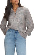 NIC+ZOE Sun Speckle Ruffle Neck Top