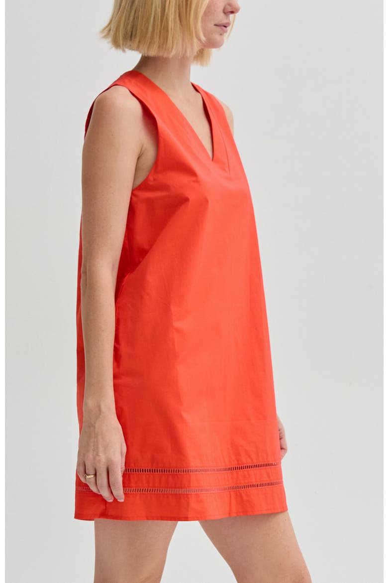 Lattice Trim Poplin Mini Dress, Alternate, color, Burnt Orange