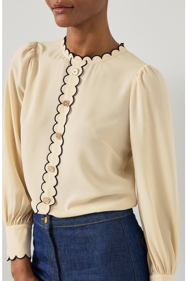 Jemima Scalloped Long Sleeve Top, Alternate, color, MULTI CREAM