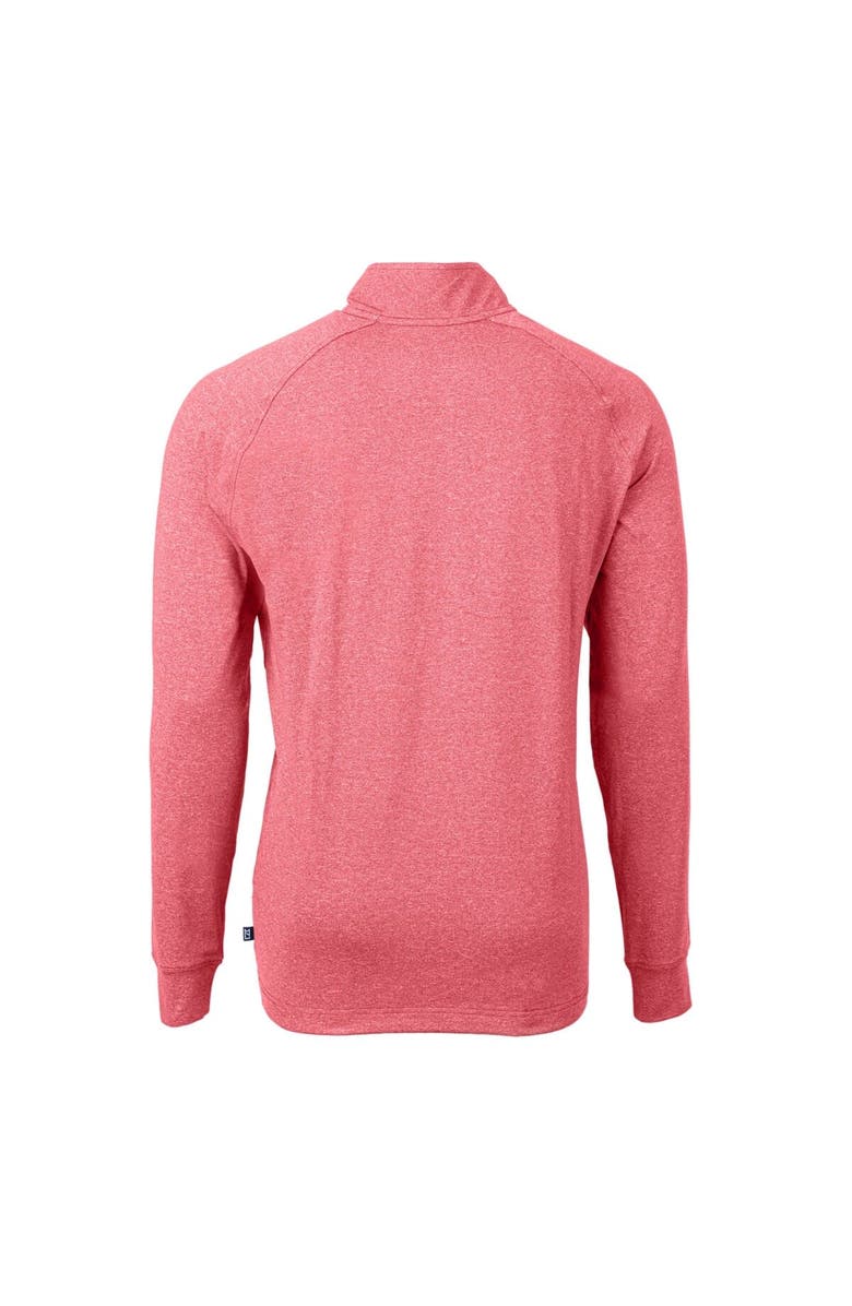 Cutter & Buck Men's Cutter & Buck  Heather Red New York Yankees Americana Logo Big & Tall Adapt Eco Knit Stretch Recycled Quarter-Zip Pullover Top, Alternate, color, 