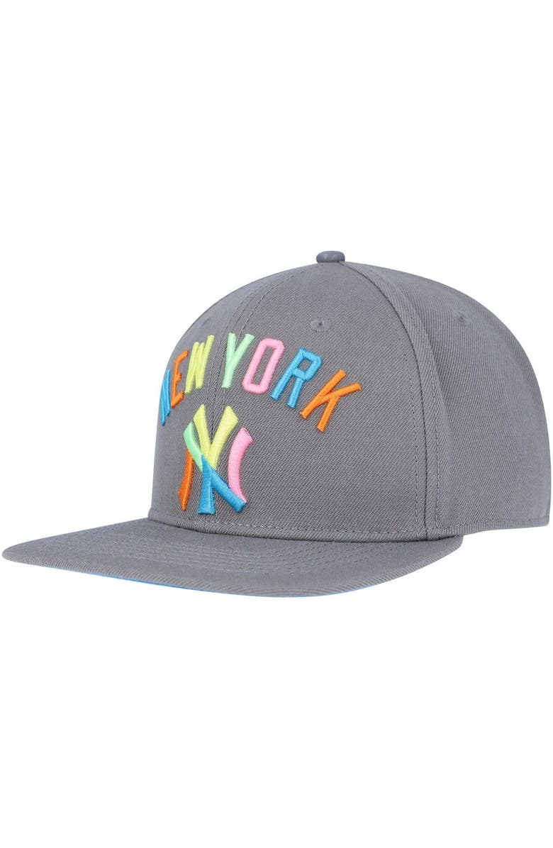 PRO STANDARD Men's Pro Standard  Gray New York Yankees Washed Neon Snapback Hat, Alternate, color, 