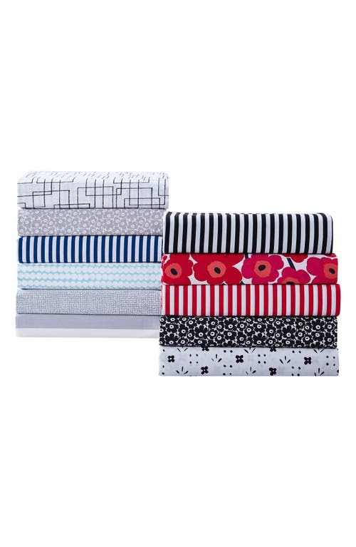 Marimekko Kukkaketo 200 Thread Count Cotton Percale Queen Sheet Set In Black