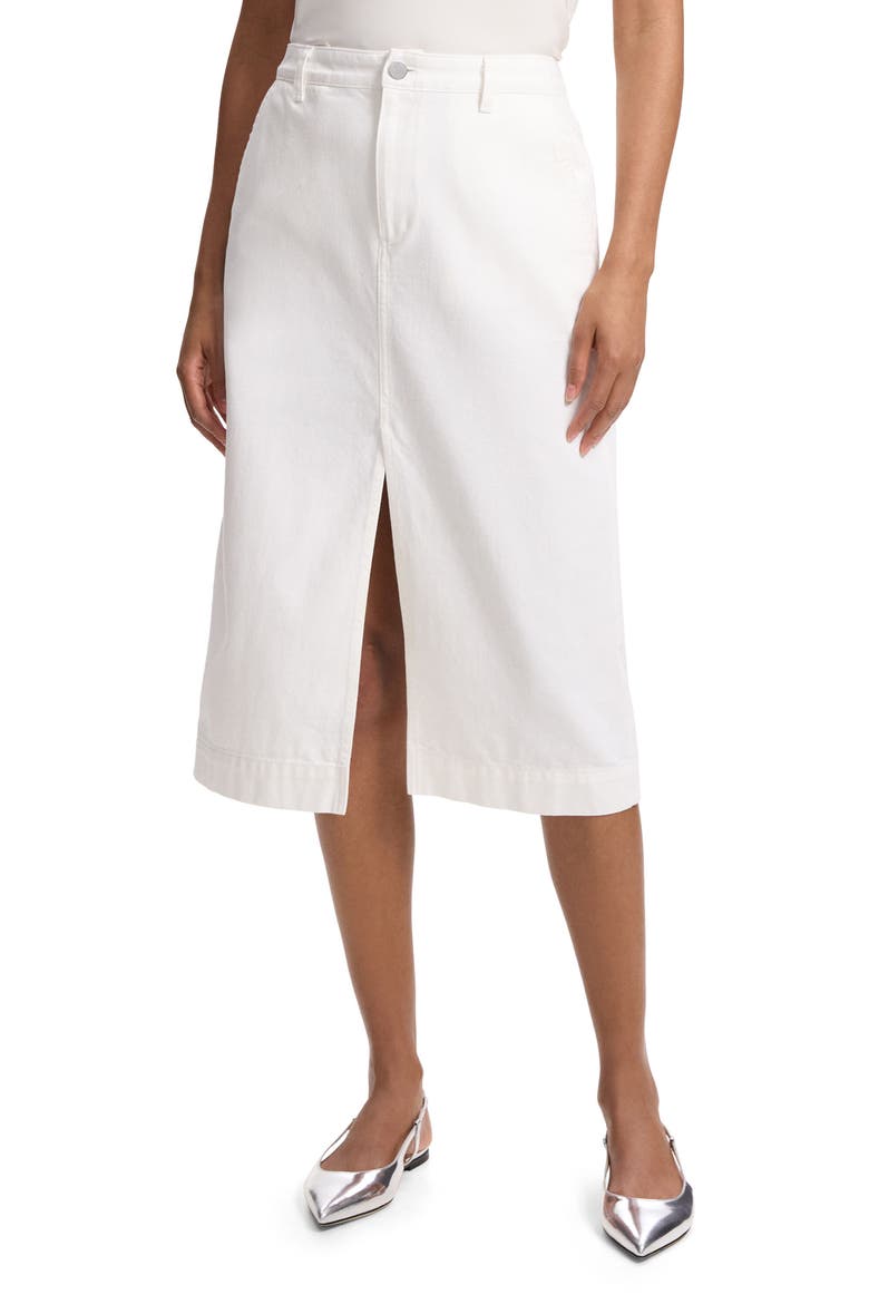 Front Slit Denim Midi Skirt, Main, color, OPTIC WHITE