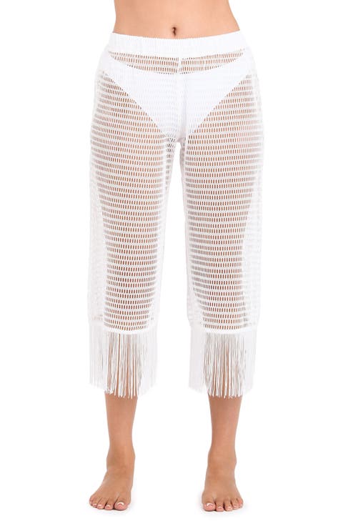 Fringe Sheer Crop Cover-Up Pants