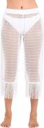 La Blanca Fringe Sheer Crop Cover-Up Pants
