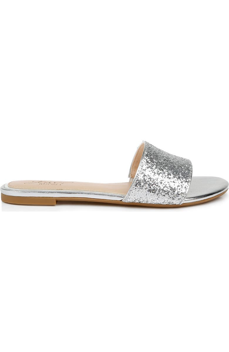 Jewel Badgley Mischka Dillian Glitter Slide Sandal, Alternate, color, Silver Glitter