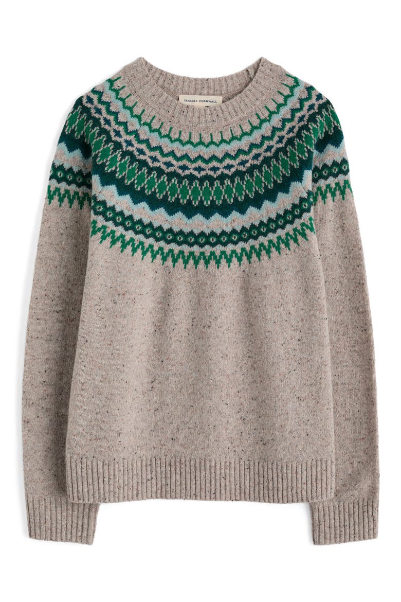 Gurnard's Head Fair Isle Lambswool Blend Crewneck Sweater, Alternate, color, WINDWARD ARAN MULTI