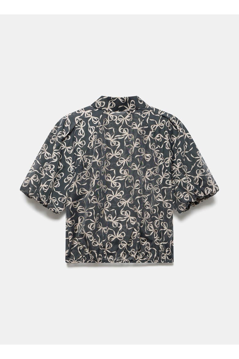 Bow Print Cropped Shirt, Alternate, color, Black