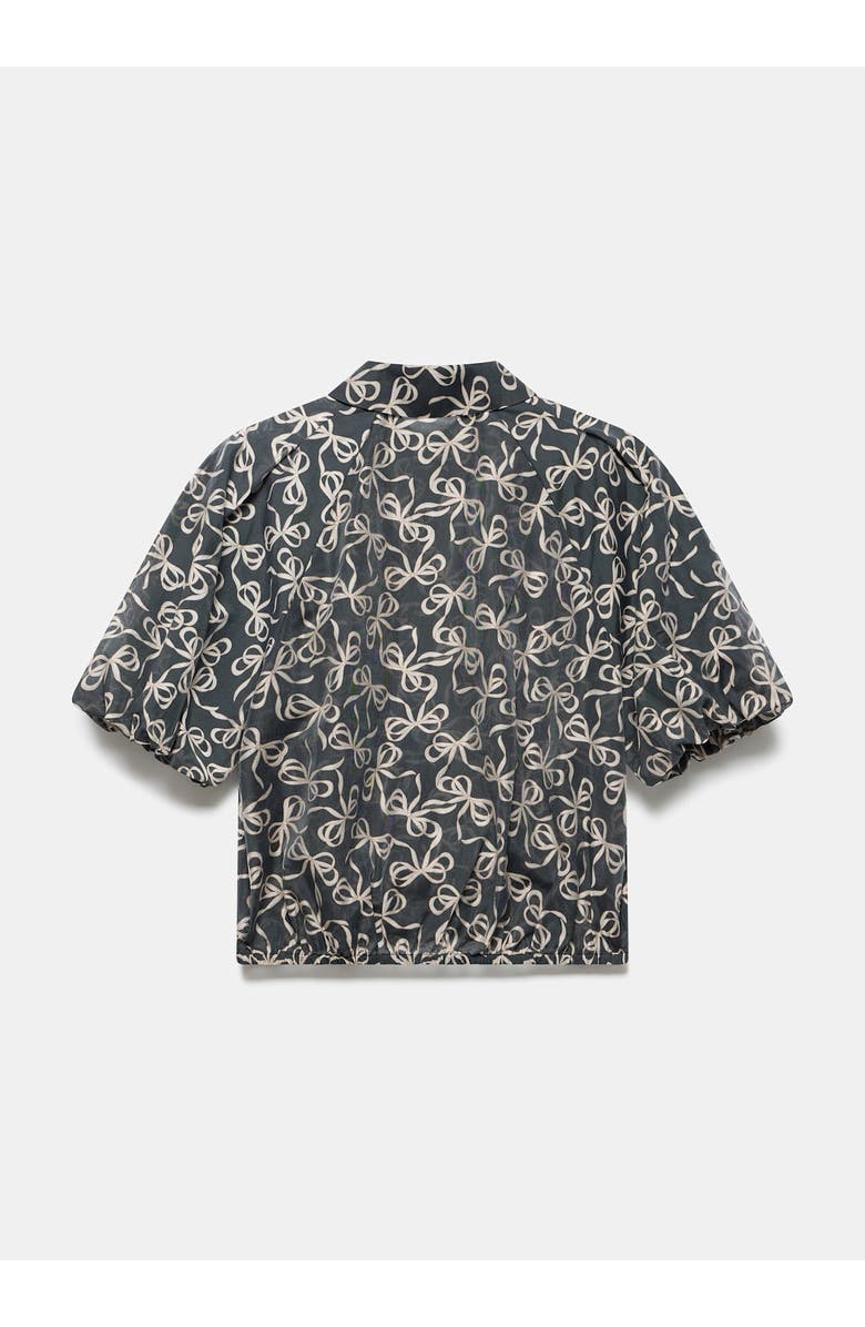 MINT VELVET Bow Print Cropped Shirt, Alternate, color, Black