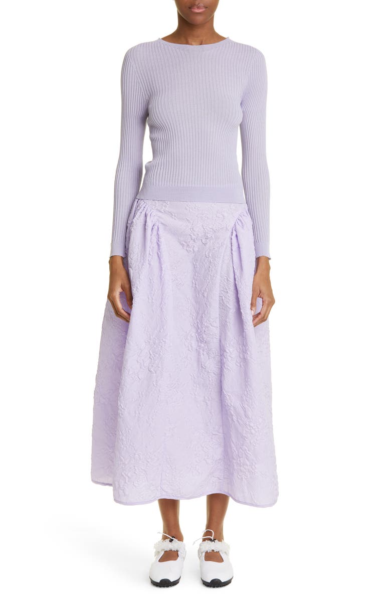 Cecilie Bahnsen Jayla Open Back Long Sleeve Rib T-Shirt, Alternate, color,