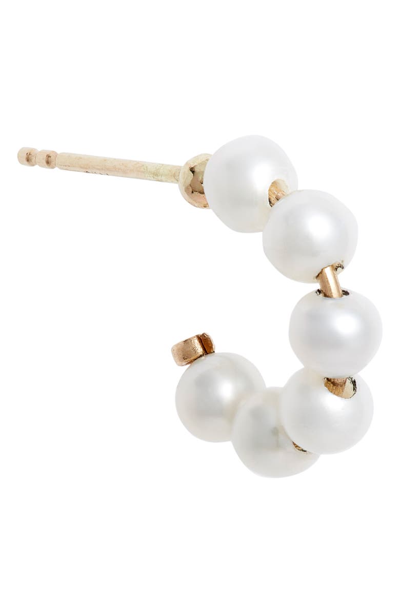 Poppy Finch Mini Baby Pearl Huggie Hoop Earrings, Alternate, color, 