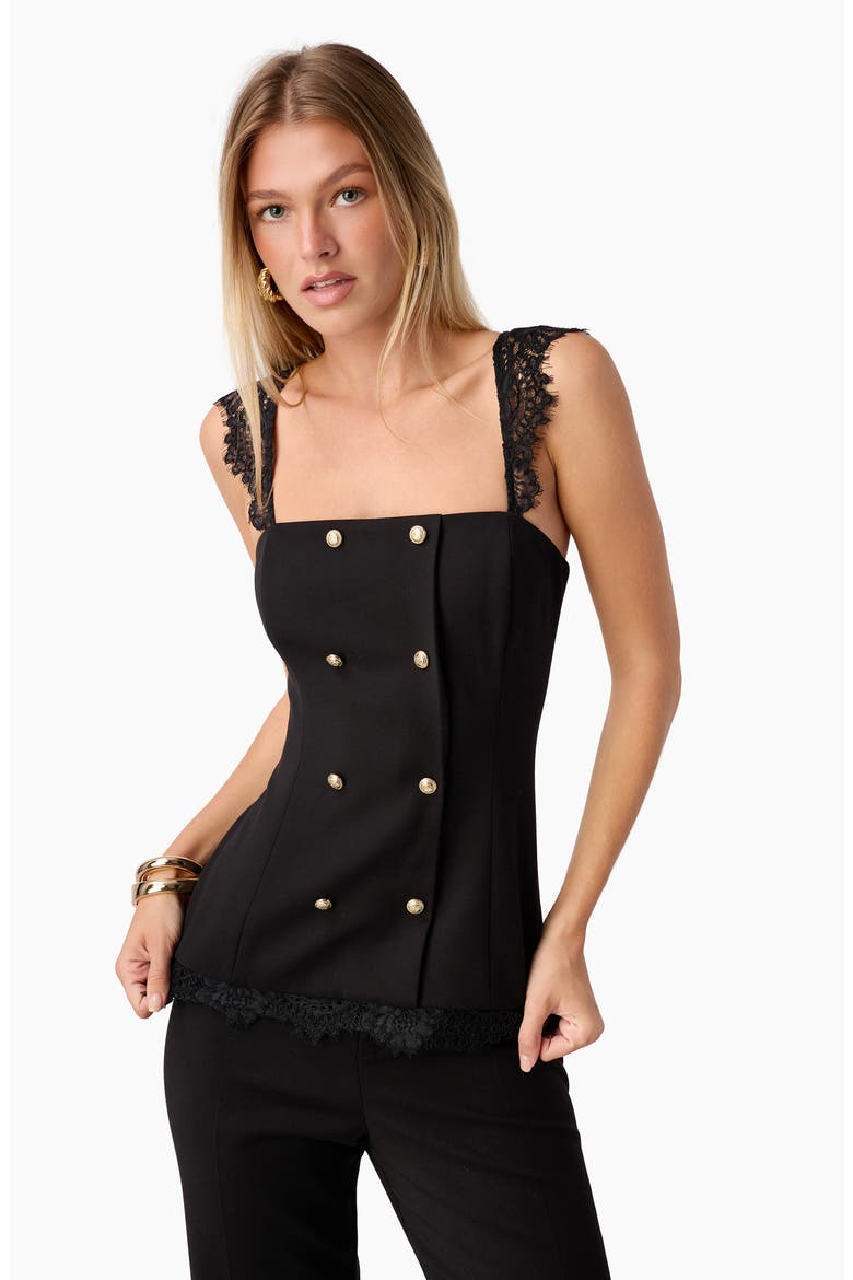 Deanna Faux Double Breasted Top, Alternate, color, BLACK