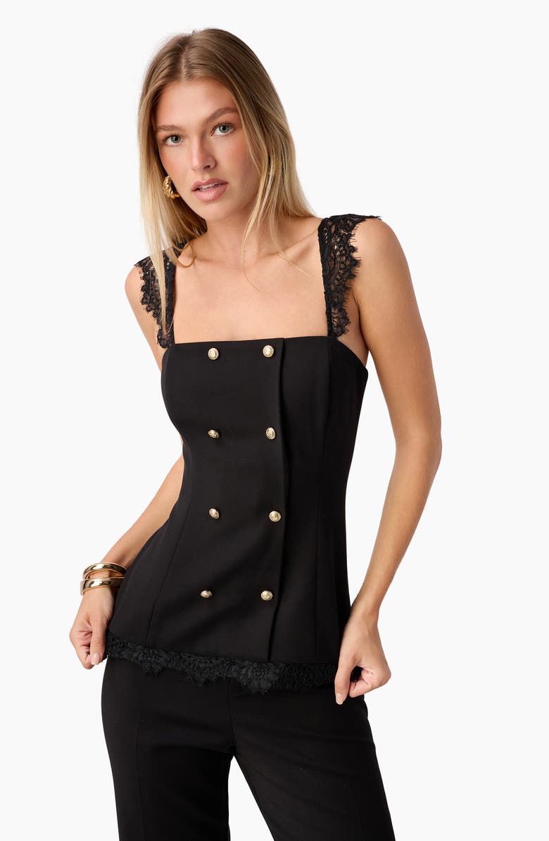CAMI NYC Deanna Faux Double Breasted Top, Alternate, color, Black