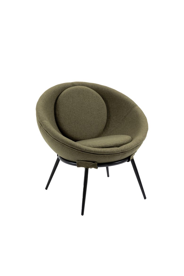 Vintage Upholstered Cup Accent Chair, Dark Olive Green, Main, color, Green