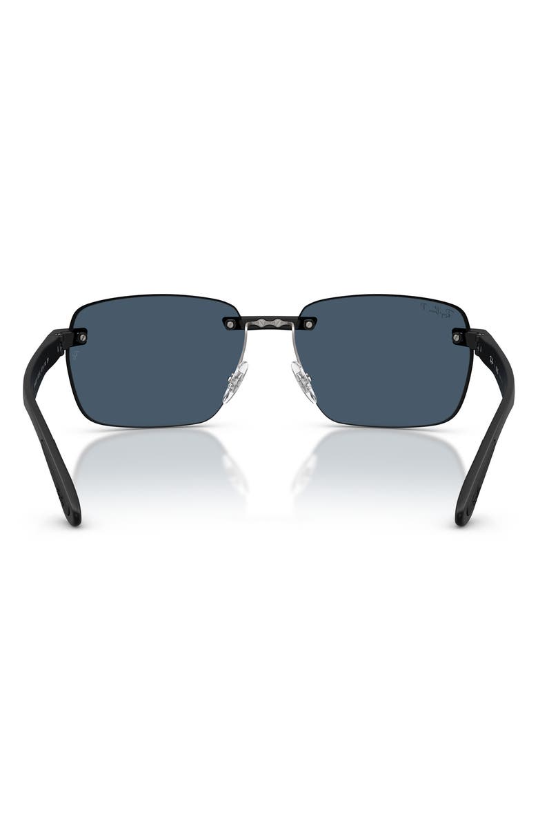Ray-Ban 59mm Polarized Rimless Sunglasses, Alternate, color, Sand Black / Polar Blue