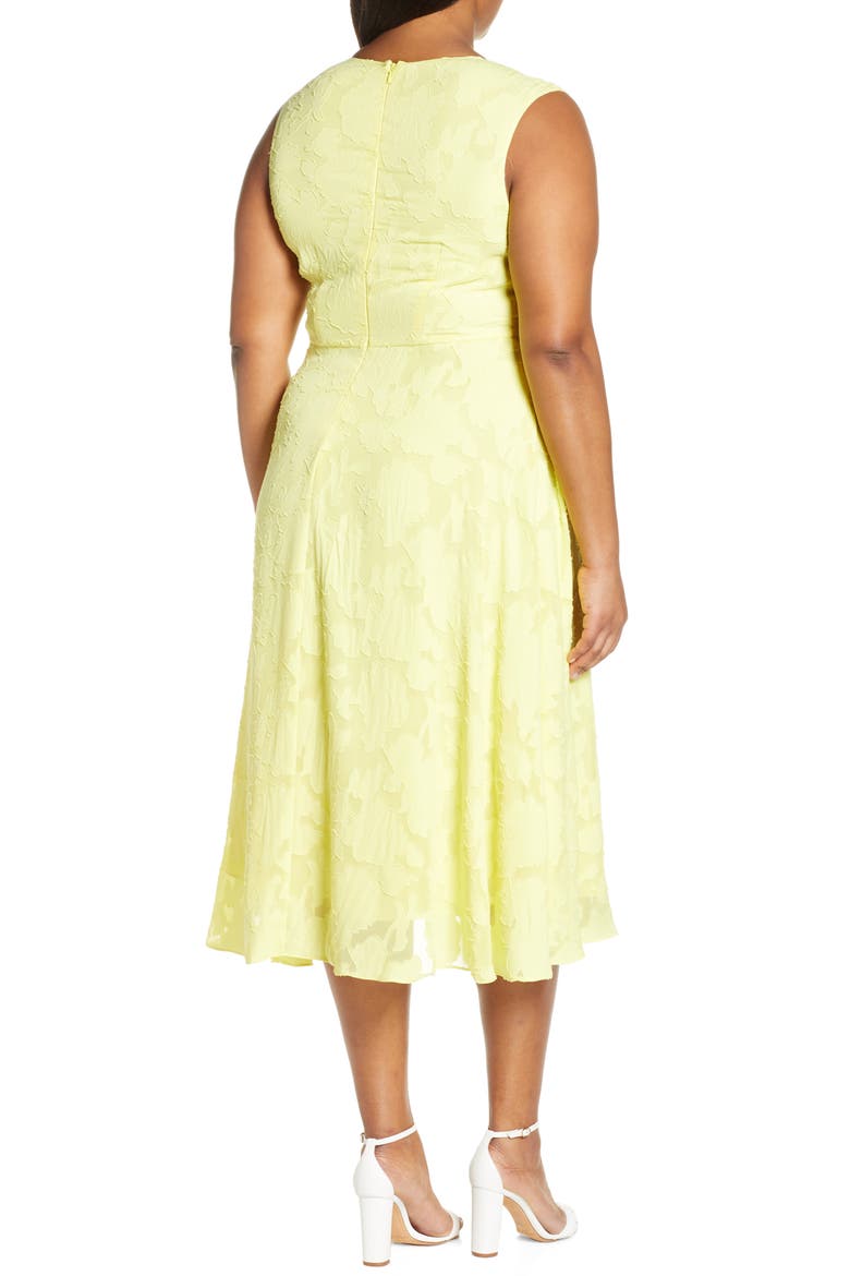Jason Wu x ELOQUII Gathered Fil Coupé Midi Dress, Alternate, color, YELLOW