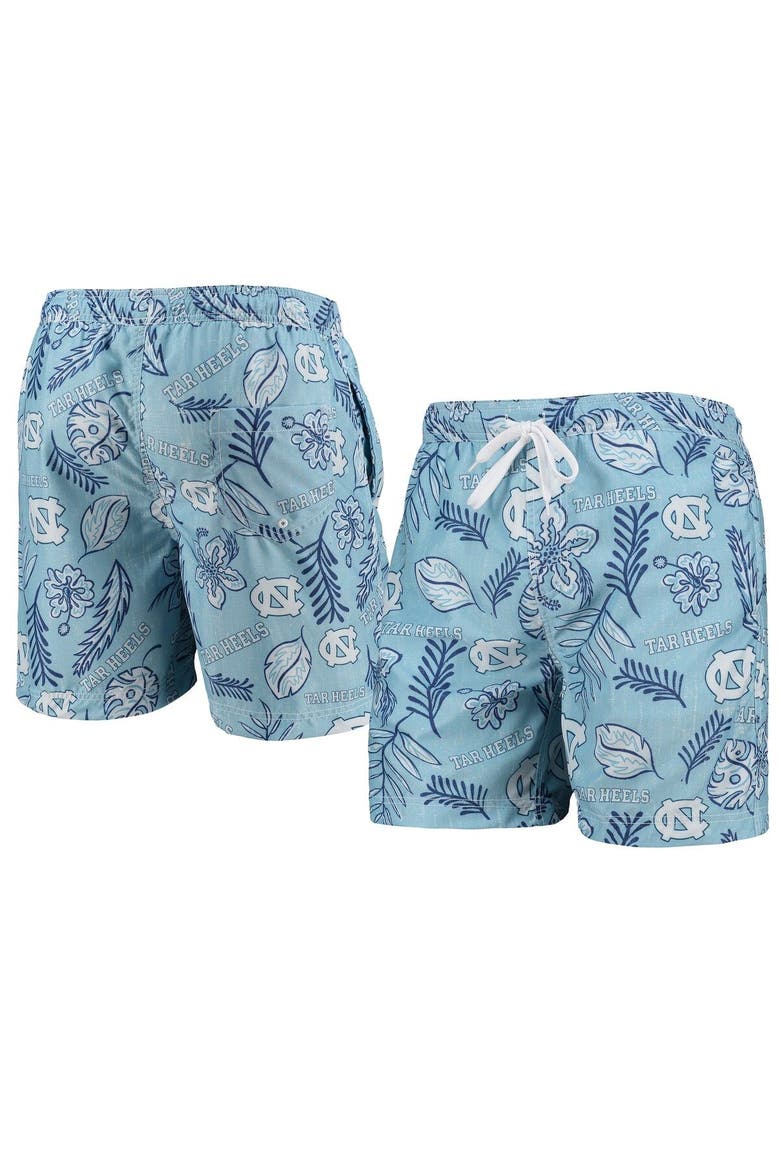 Men's Wes & Willy Carolina Blue North Carolina Tar Heels Vintage Floral Swim Trunks, Main, color, Light Blue