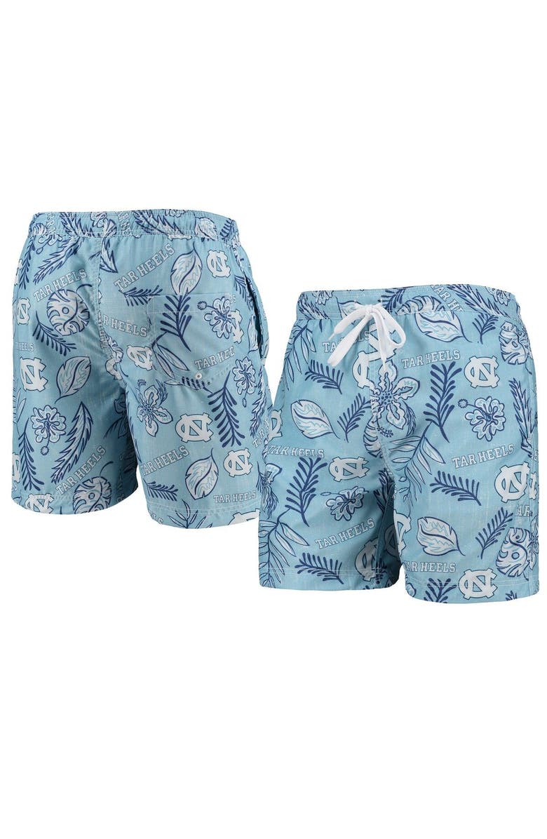 Wes & Willy Men's Wes & Willy Carolina Blue North Carolina Tar Heels Vintage Floral Swim Trunks, Main, color, 
