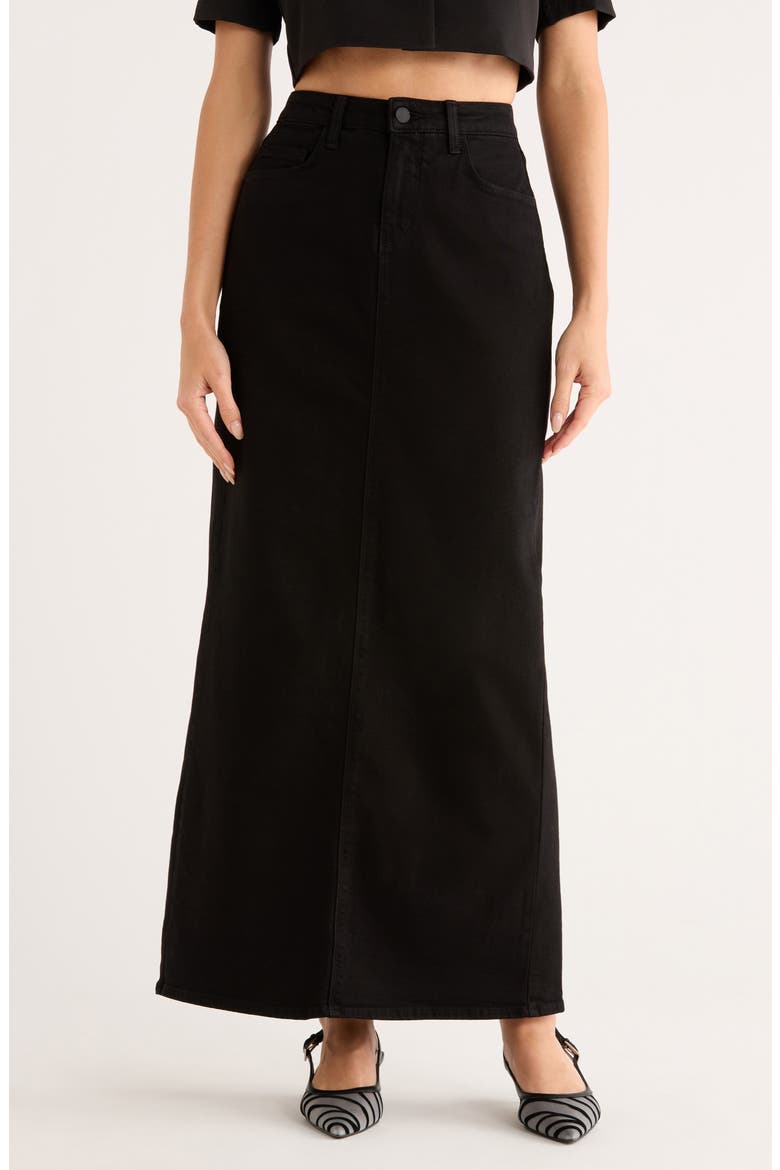 Miriam Denim Maxi Skirt, Main, color, SATURATED BLACK