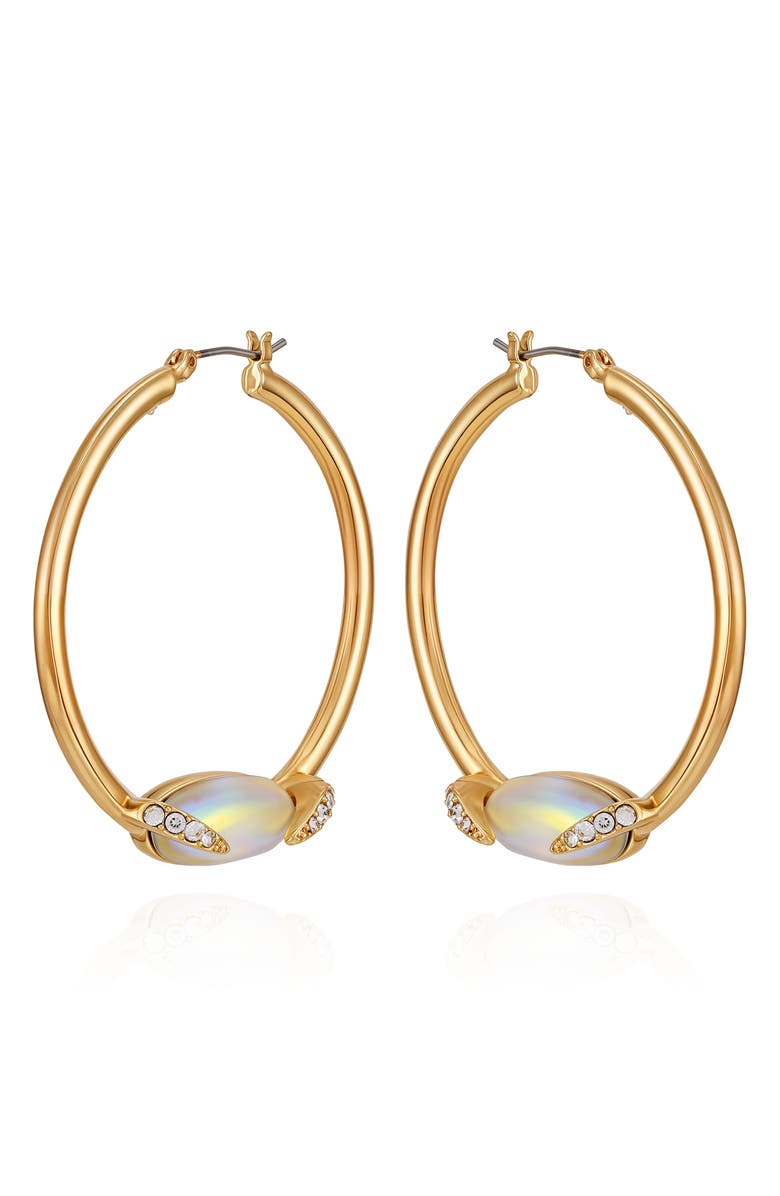 Vince Camuto Frosted Stone Hoop Earrings, Alternate, color, Gold Tone