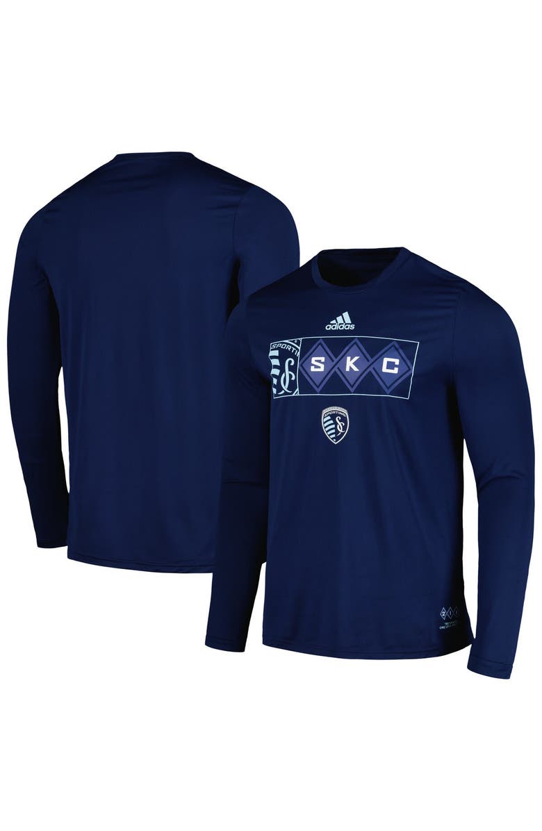adidas Men's adidas Navy Sporting Kansas City 2024 Jersey Hook AEROREADY Long Sleeve T-Shirt, Main, color, 