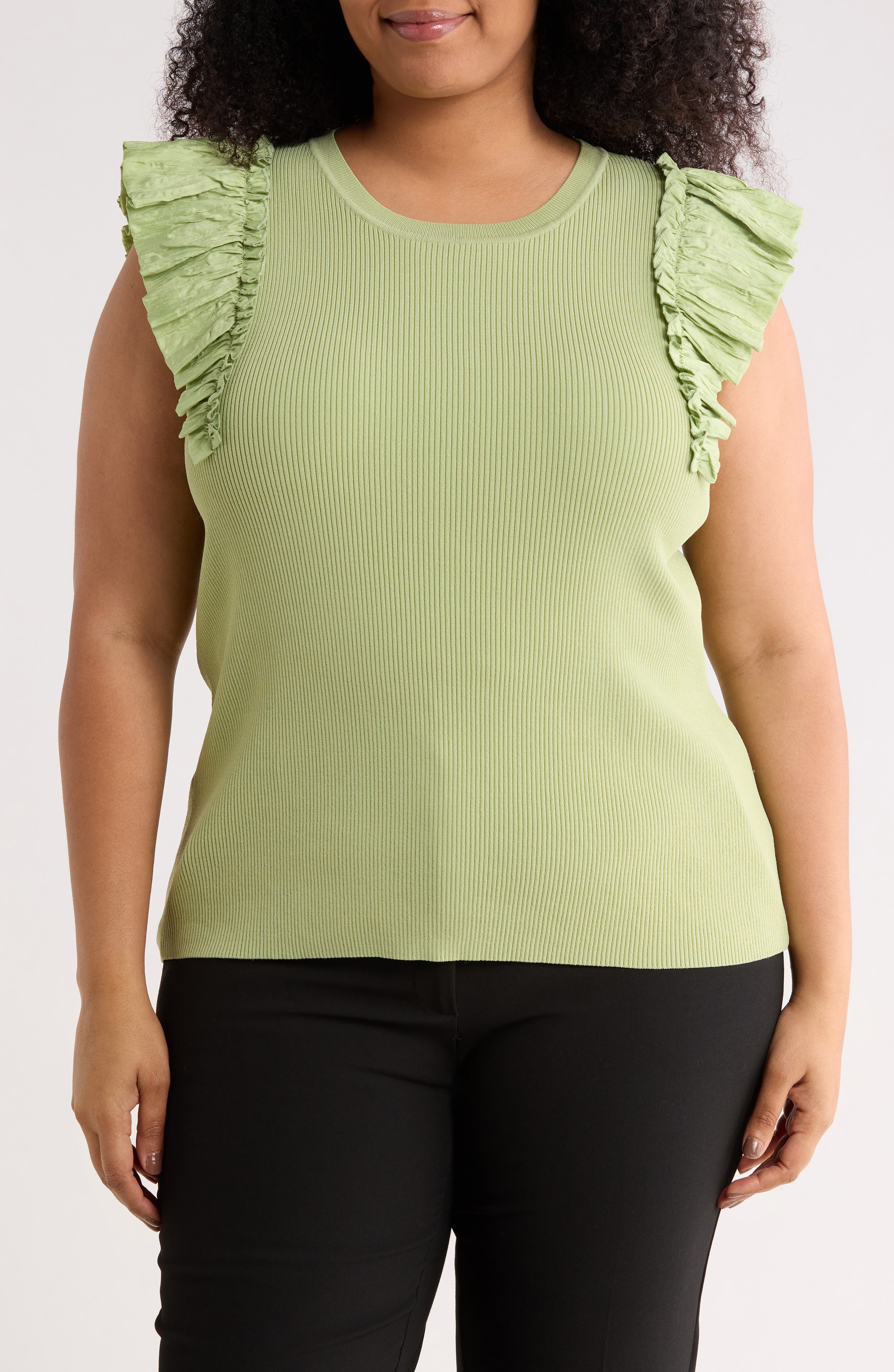 Ruffle Sleeve Rib Sweater Tank - image 3