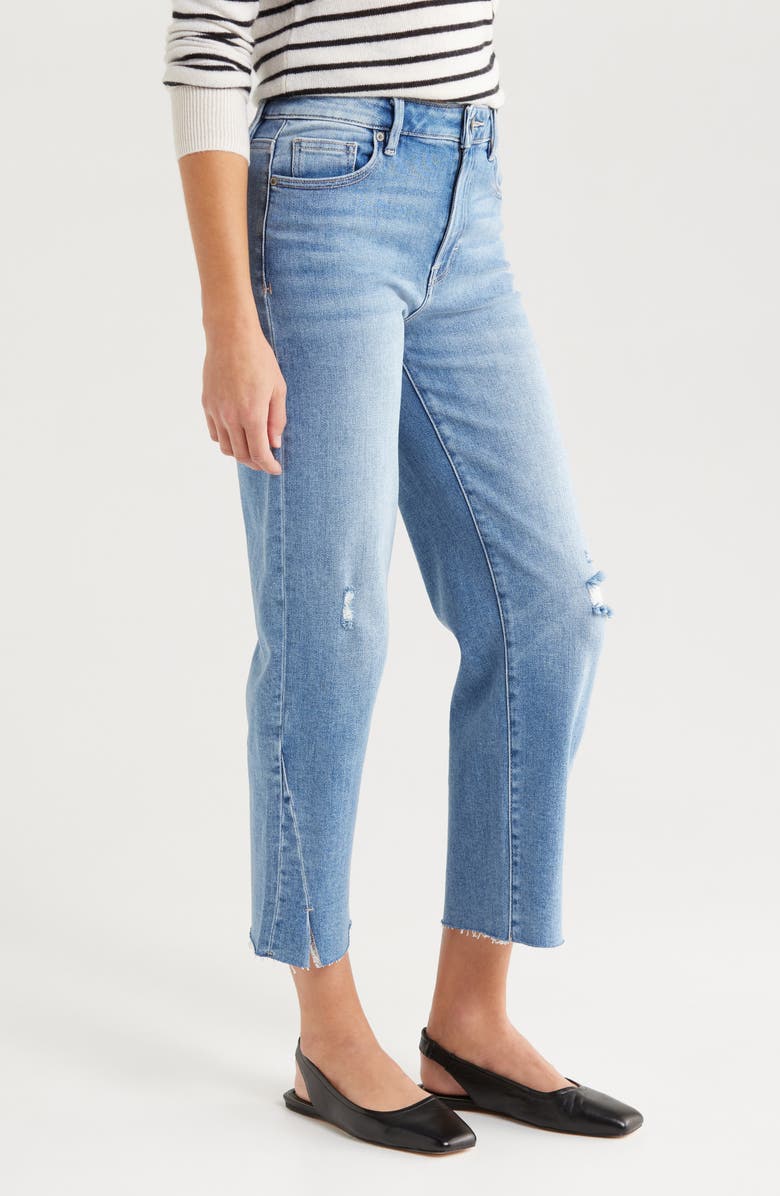 HIDDEN JEANS High Waist Slit Hem Crop Straight Leg Jeans, Alternate, color, Medium Wash