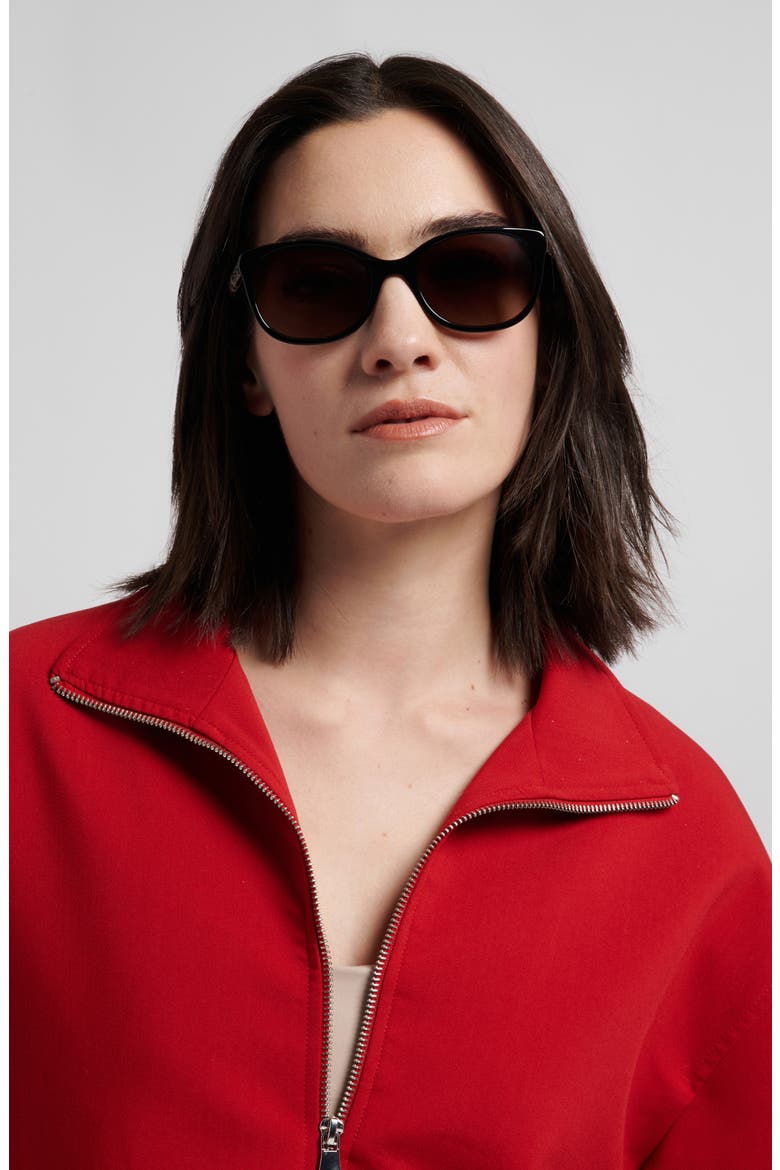 Geneva 53mm Oval Sunglasses, Alternate, color, BLACK HAVANA/ BROWN SF