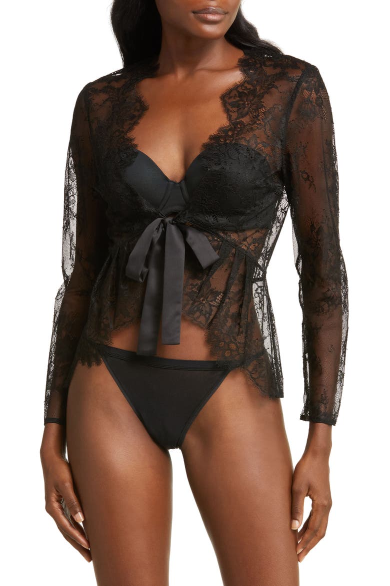 Serena Lace Cardigan, Main, color, BLACK