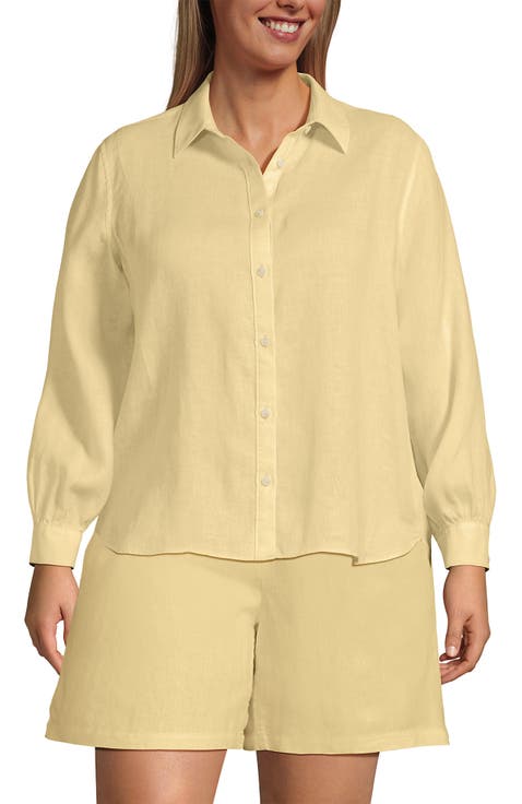 Plus Size Linen Long Sleeve Feminine Shirt