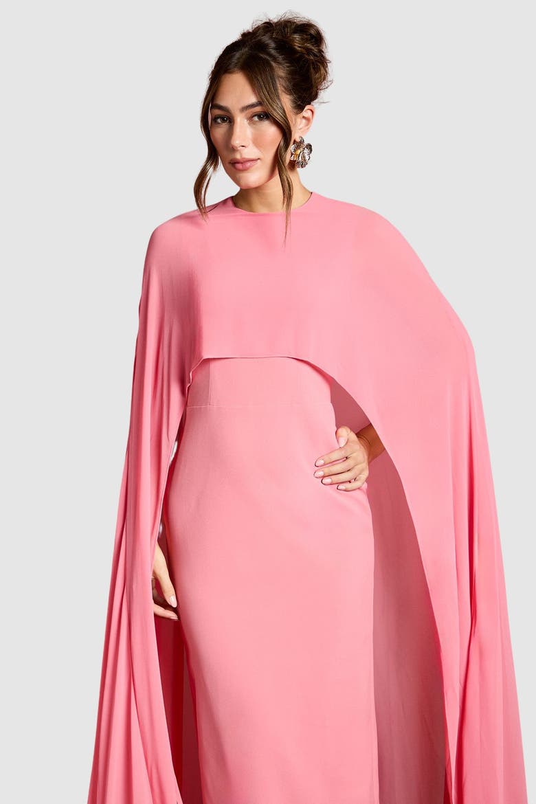 Cape Sleeve Maxi Dress, Alternate, color, Rose