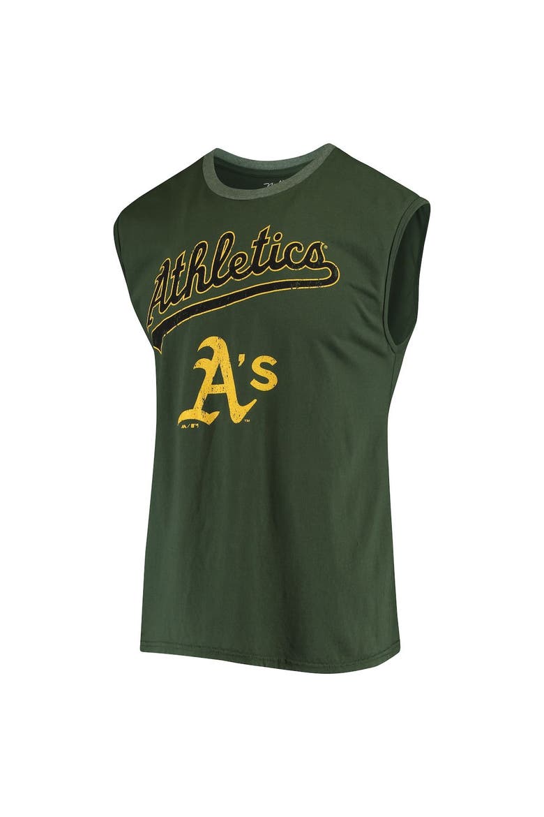 Men's Majestic Threads Green Oakland Athletics Softhand Muscle Tank Top, Alternate, color, Green