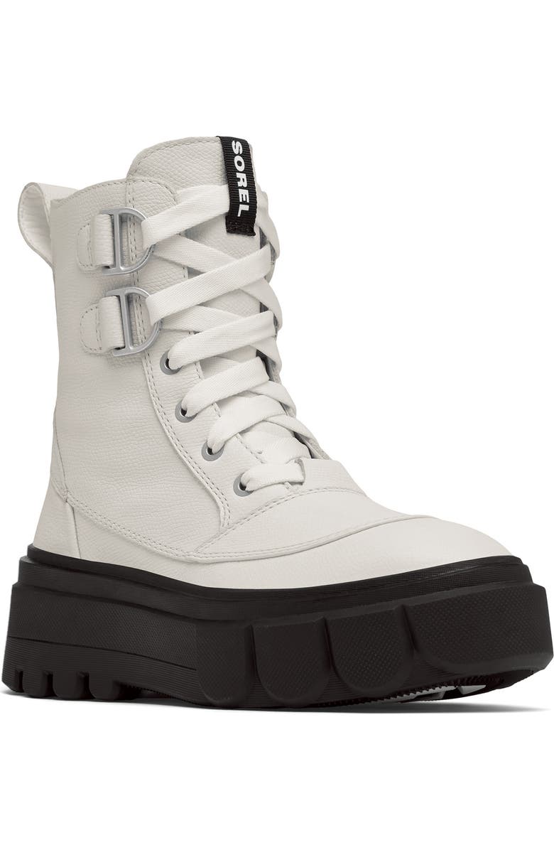 SOREL Caribou X Waterproof Leather Lace-Up Boot, Main, color, Sea Salt/ Black