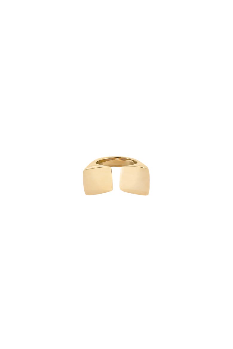 18K Gold-Plated Ring with Smooth Finish and Square Shape, Alternate, color, Gold