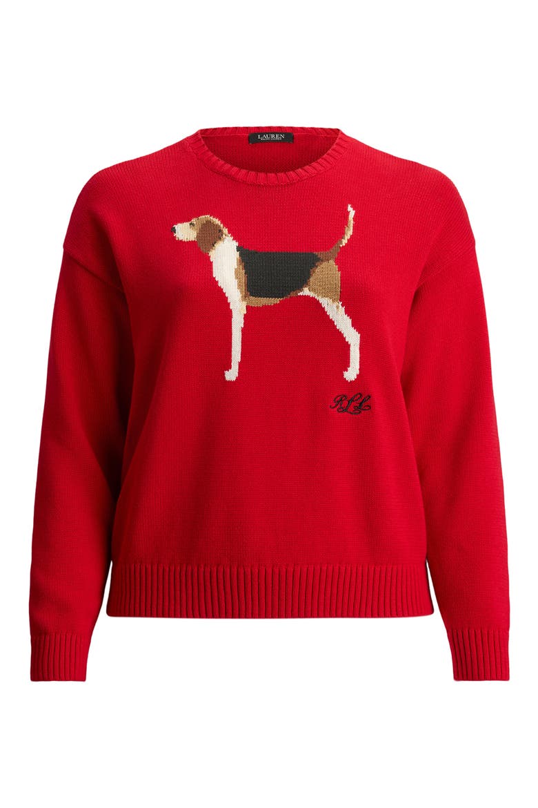 Foxhound Cotton Intarsia Sweater, Alternate, color, RALPH RED MULTI