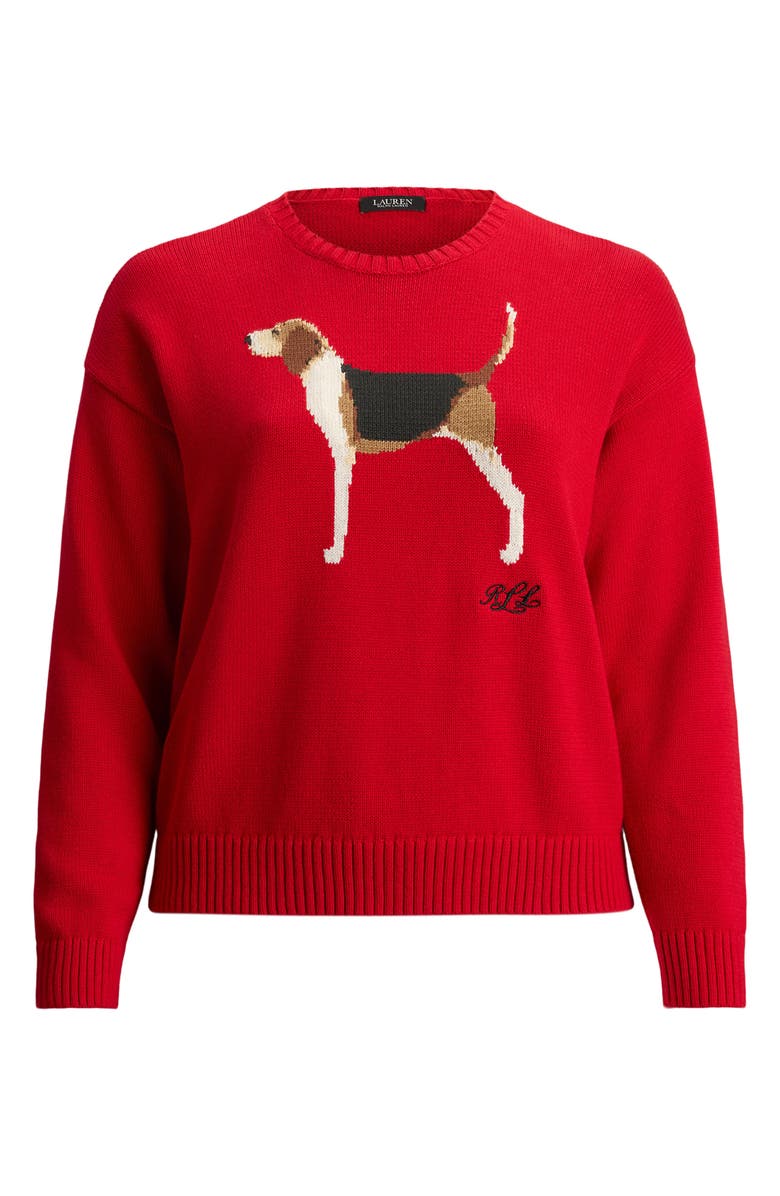 Lauren Ralph Lauren Foxhound Cotton Intarsia Sweater, Alternate, color, Ralph Red Multi
