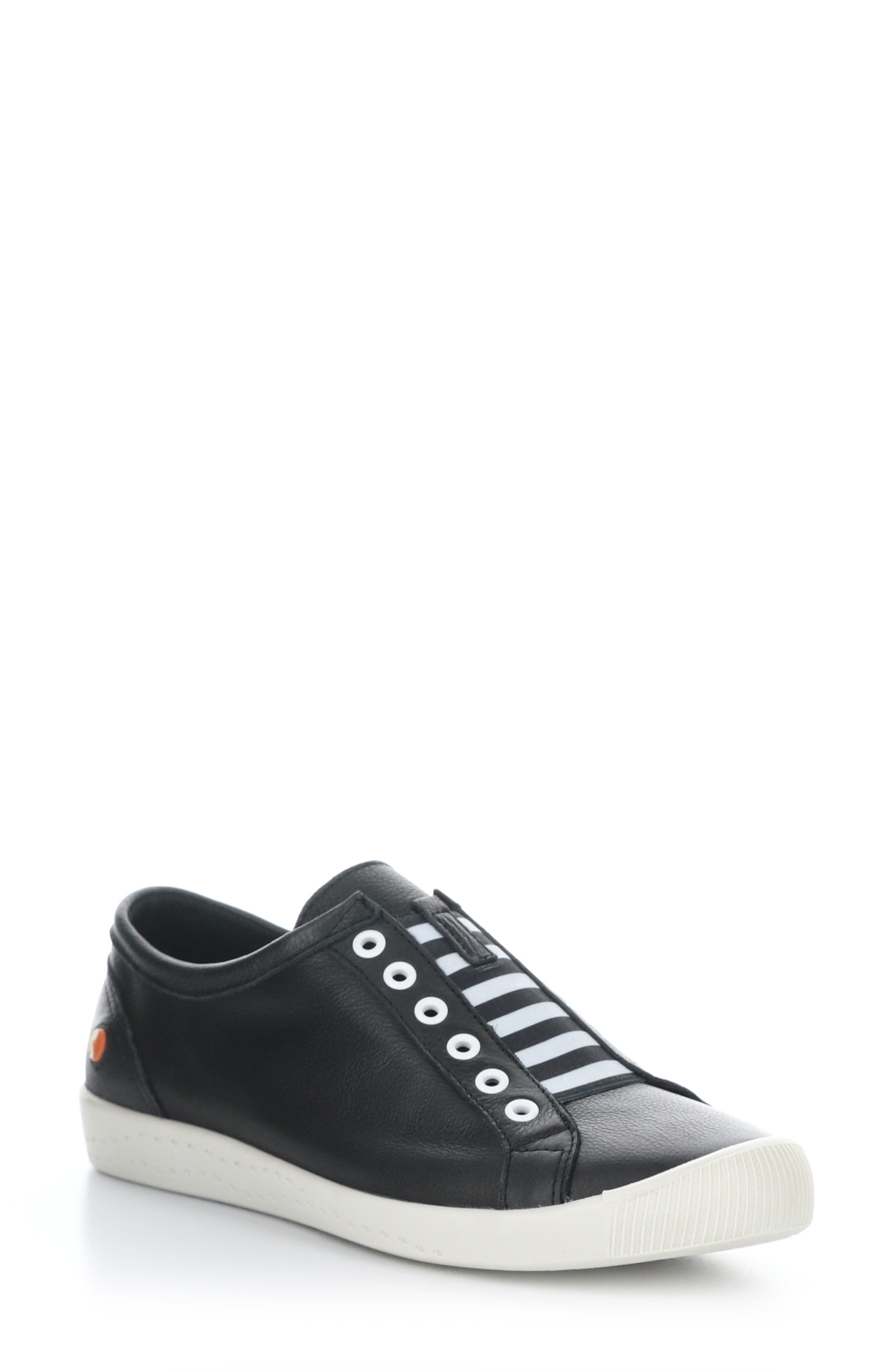 Softinos by Fly London Irit Low Top Sneaker, Main, color, Black Smooth Leather