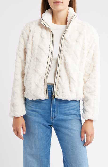 CITY BLUES Textured Faux Fur Jacket