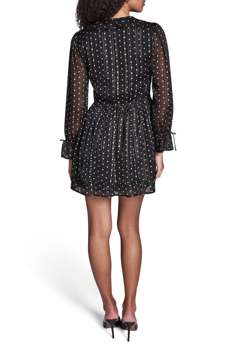 Metallic Stripe Polka Dot Long Sleeve Minidress, Alternate, color, BLACK.LINEN DOT