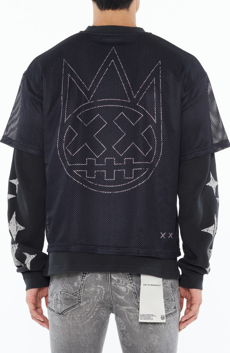 Cult of Individuality Thermal Sleeve Cotton Mesh Graphic T-Shirt, Alternate, color, 