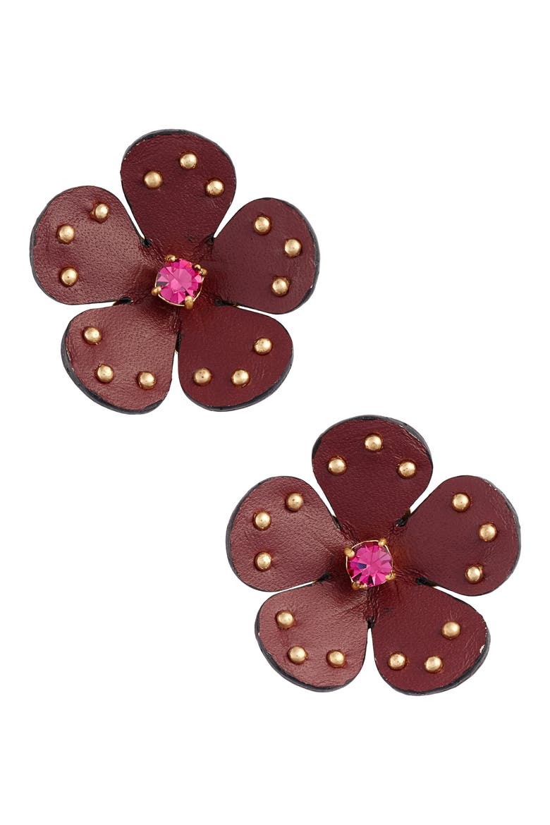 leather stud earrings, Main, color, RUSSET MULTI