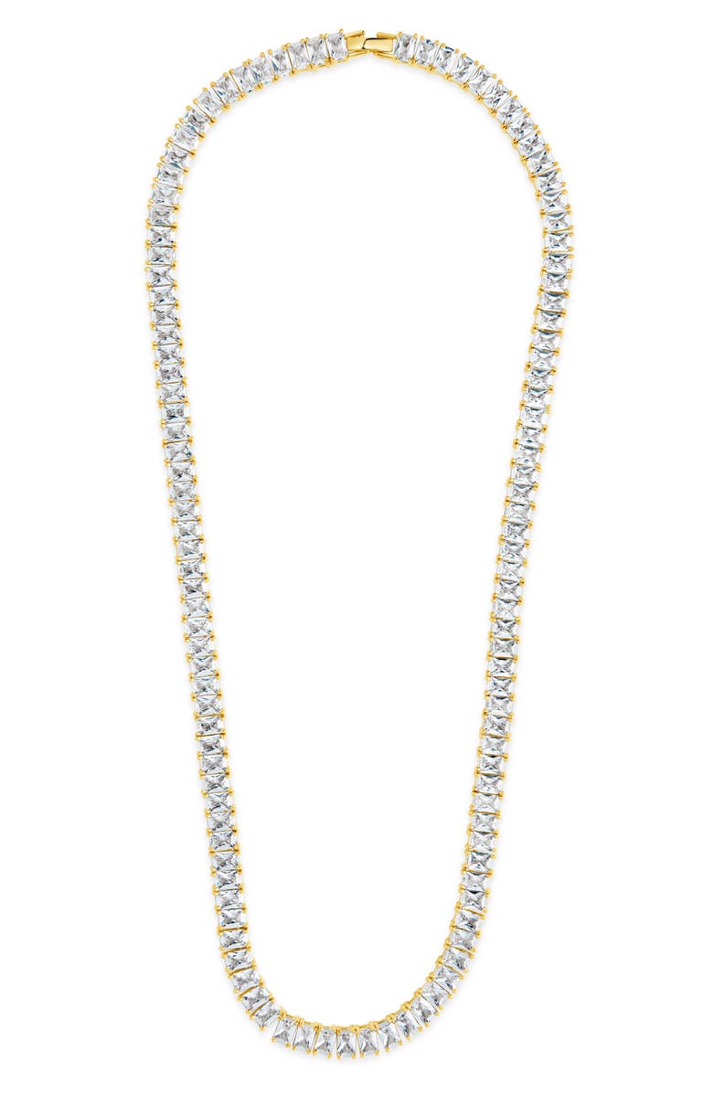 Sterling Forever Marisol 14K Gold Plated Cubic Zirconia Tennis Necklace, Alternate, color, 