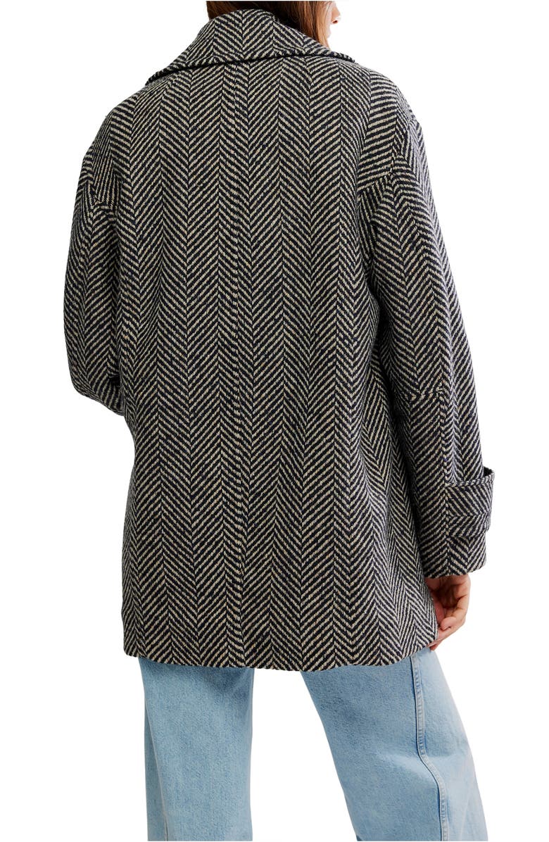 Free People Ari Herringbone Peacoat, Alternate, color, Black