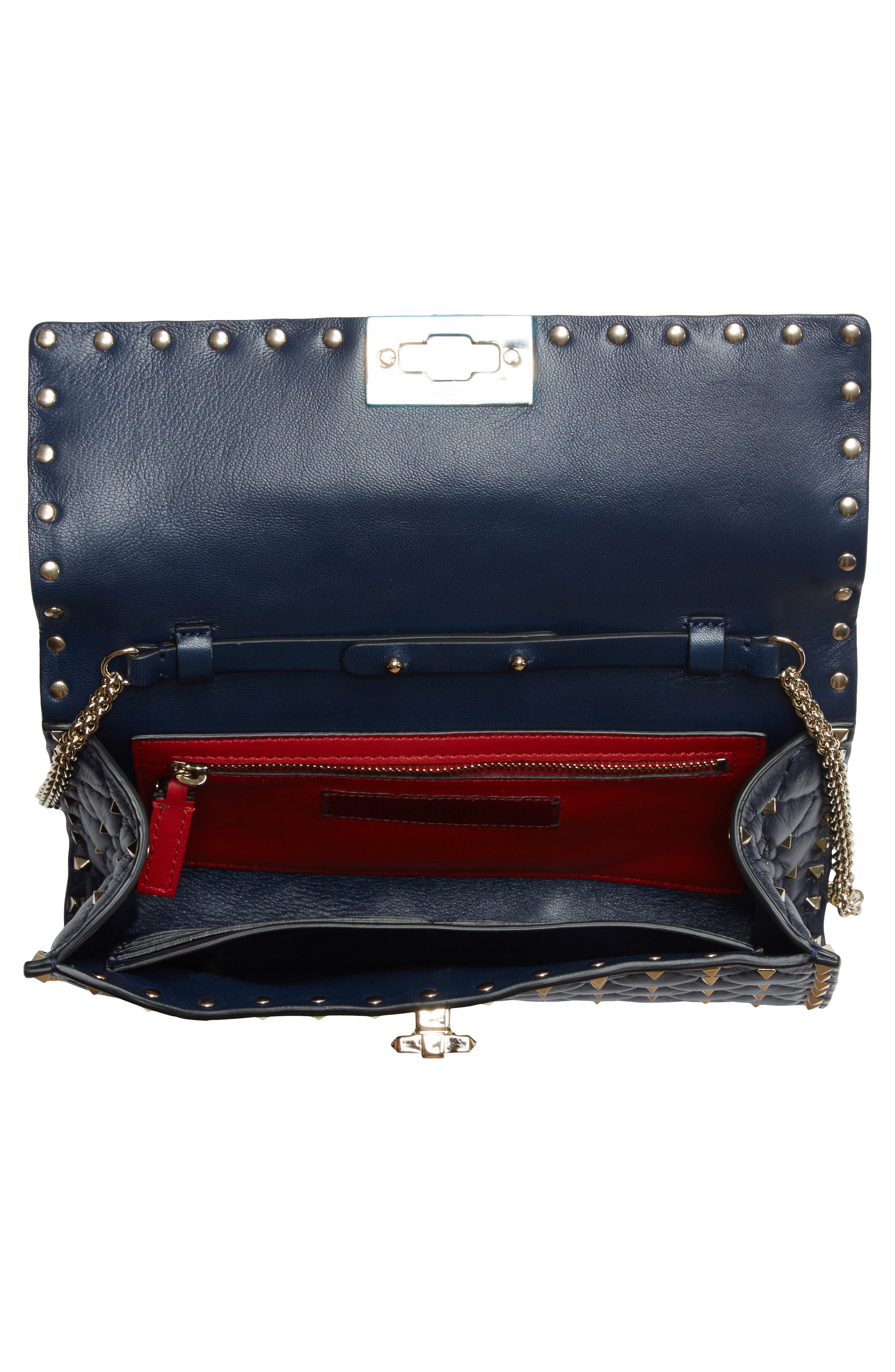 Rockstud Matelassé Quilted Leather Crossbody Bag, Alternate, color, MARINE