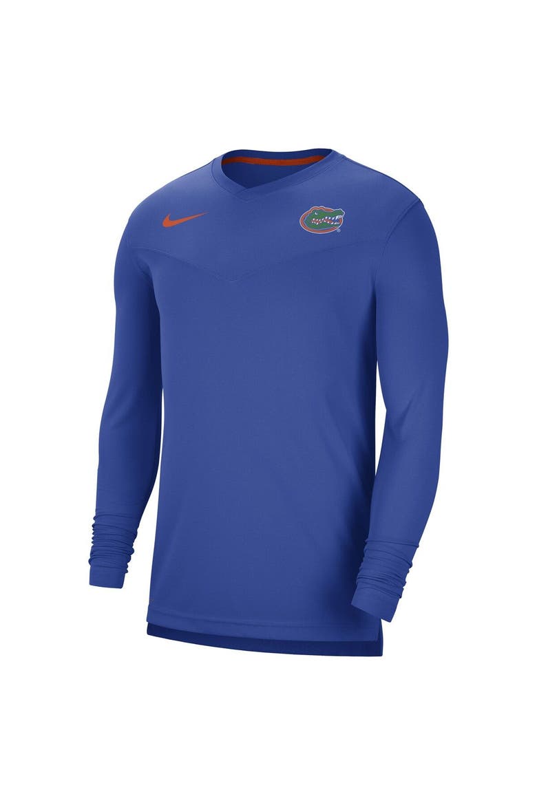 Men's Nike Royal Florida Gators 2022 Coach Performance Long Sleeve V-Neck T-Shirt, Alternate, color, Royal