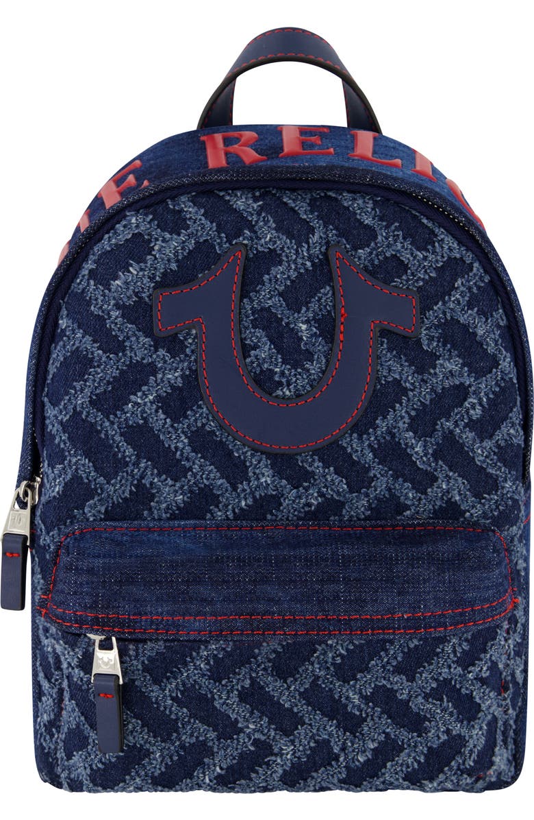 True Religion Mini Denim Logo Backpack, Main, color,