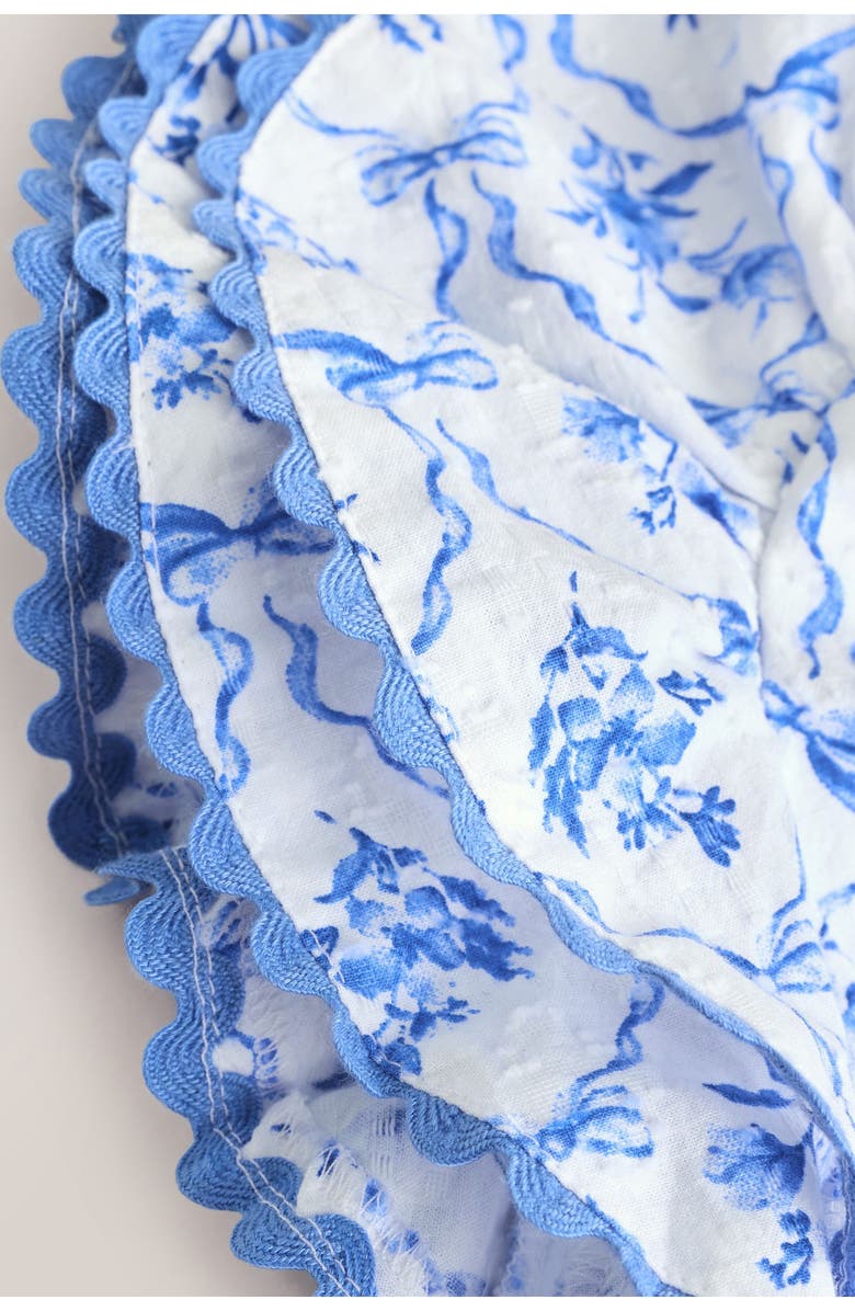 NEXT Kids' Pretty Angel Rickrack Trim Flutter Sleeve Clip Dot Cotton Dress, Alternate, color, Blue