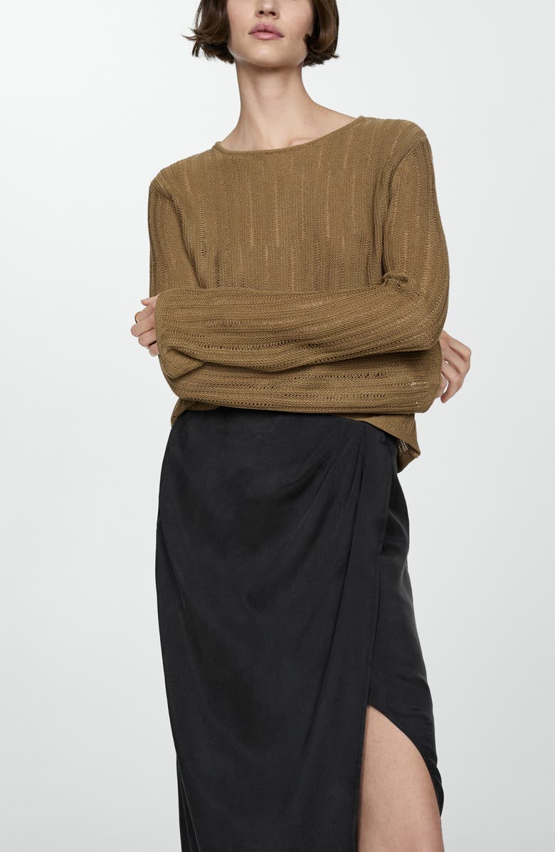 MANGO Side Slit Faux Wrap Skirt, Alternate, color, 